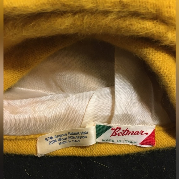 Vintage Betmar Angora Rabbit/Wool Hat Mustard Yellow - Picture 6 of 12